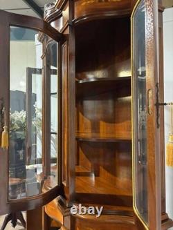 Reproduction Mahogany Continental Serpentine Fronted Display Cabinet