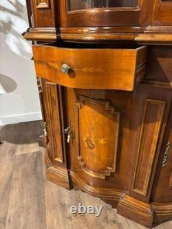 Reproduction Mahogany Continental Serpentine Fronted Display Cabinet