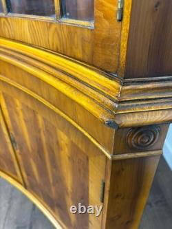 Reproduction Yew Concave Corner Cabinet