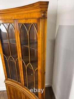 Reproduction Yew Concave Corner Cabinet