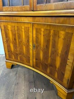 Reproduction Yew Concave Corner Cabinet