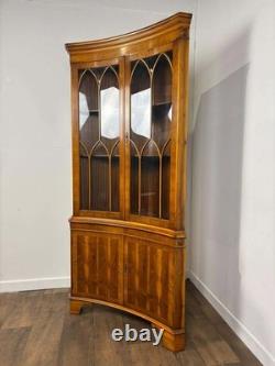 Reproduction Yew Concave Corner Cabinet