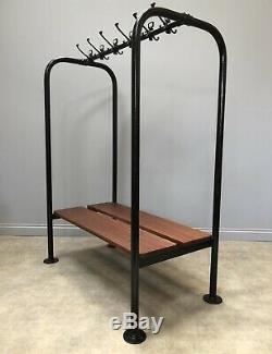 Retro 1950s School Bench, Coat Hat Stand, Vintage Seating