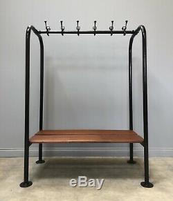 Retro 1950s School Bench, Coat Hat Stand, Vintage Seating