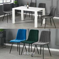 Retro 2 4 6 Dining Chairs Soft Velvet Padded Seat Black Metal Legs Kitchen Room