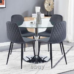 Retro 2 4 6 Dining Chairs Soft Velvet Padded Seat Black Metal Legs Kitchen Room