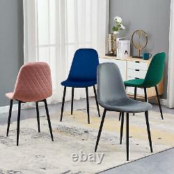 Retro 2 4 6 Dining Chairs Soft Velvet Padded Seat Black Metal Legs Kitchen Room