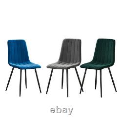 Retro 2 4 6 Dining Chairs Soft Velvet Padded Seat Black Metal Legs Kitchen Room