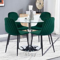 Retro 2 4 6 Dining Chairs Soft Velvet Padded Seat Black Metal Legs Kitchen Room