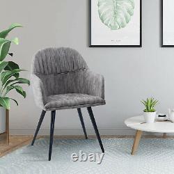 Retro 2 Dining Chairs Grey Sofa Armchair Distressed Faux Leather Living Room