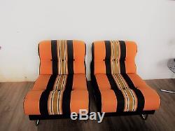Retro 70s MODULAR seating chairs SOFA / CHAIRS vintage mid century settee orange