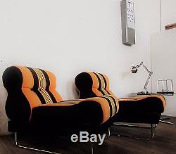 Retro 70s MODULAR seating chairs SOFA / CHAIRS vintage mid century settee orange
