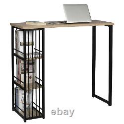 Retro Bar Table Breakfast Dining Room Coffee Kitchen Table with Shelves MDF Metal