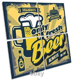 Retro Beer Kitchen Vintage MULTI CANVAS WALL ART Square Picture