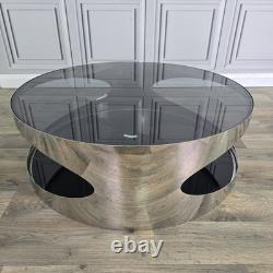 Retro Coffee Table Smoked Glass Stainless Steel Erik Van Buijtenen Style Modern