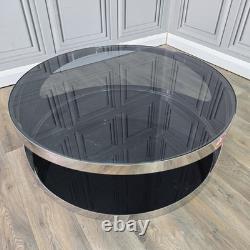 Retro Coffee Table Smoked Glass Stainless Steel Erik Van Buijtenen Style Modern