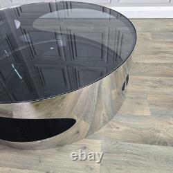 Retro Coffee Table Smoked Glass Stainless Steel Erik Van Buijtenen Style Modern