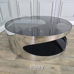 Retro Coffee Table Smoked Glass Stainless Steel Erik Van Buijtenen Style Modern