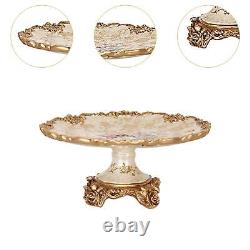 Retro Design Fruit Tray Floral Footed Dessert Bowl for Candy Jewelry Veggies