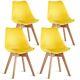 Retro Dining Chair Set Of 1/2/4 Kitchen Room Chair Soft Padded Seat Wooden Legs