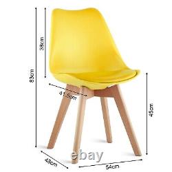 Retro Dining Chair Set of 1/2/4 Kitchen Room Chair Soft PADDED SEAT Wooden Legs