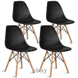 Retro Dining Chairs 1/2/4 Set Wooden Leg Kitchen Plastic Lounge Study Desk Chair