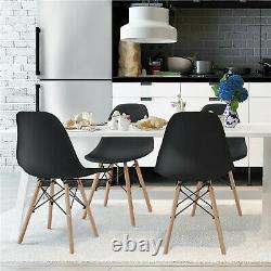 Retro Dining Chairs 1/2/4 Set Wooden Leg Kitchen Plastic Lounge Study Desk Chair