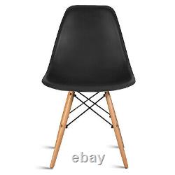 Retro Dining Chairs 1/2/4 Set Wooden Leg Kitchen Plastic Lounge Study Desk Chair