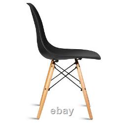 Retro Dining Chairs 1/2/4 Set Wooden Leg Kitchen Plastic Lounge Study Desk Chair