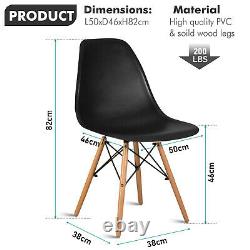 Retro Dining Chairs 1/2/4 Set Wooden Leg Kitchen Plastic Lounge Study Desk Chair