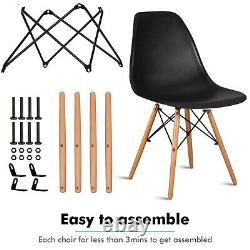 Retro Dining Chairs 1/2/4 Set Wooden Leg Kitchen Plastic Lounge Study Desk Chair