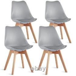 Retro Dining Table & Chairs Set of 4 Kitchen Room Soft PADDED SEAT Wooden Legs
