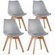 Retro Dining Table & Chairs Set Of 4 Kitchen Room Soft Padded Seat Wooden Legs