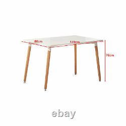 Retro Dining Table and Chairs 4 Set Wooden Legs Room Kitchen Lounge Chair White