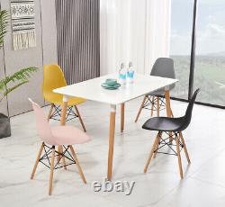 Retro Dining Table and Chairs 4 Set Wooden Legs Room Kitchen Lounge Chair White