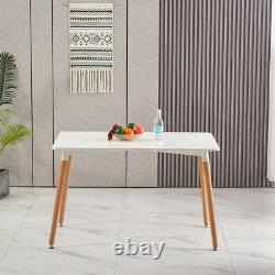 Retro Dining Table and Chairs 4 Set Wooden Legs Room Kitchen Lounge Chair White