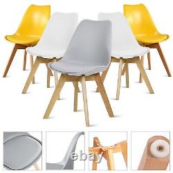 Retro Dining chairs Wooden Legs Kitchen Room Chair Lounge Soft Padded Chair