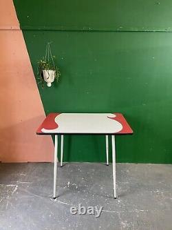 Retro Formica Table, Kitchen, Dining, Red & White Design, Vintage, Mid Century