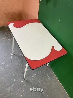 Retro Formica Table, Kitchen, Dining, Red & White Design, Vintage, Mid Century