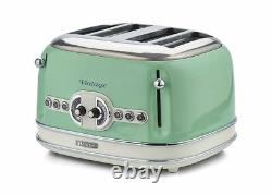Retro Jug Kettle & 4 Slice Toaster Set, Green Vintage Style, Ariete