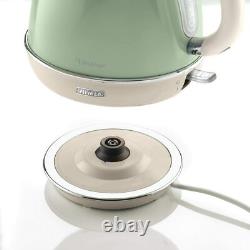 Retro Jug Kettle & 4 Slice Toaster Set, Green Vintage Style, Ariete