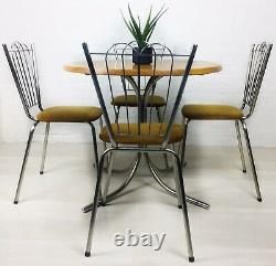 Retro Kitchen Table And Chairs Vintage Retro Chrome And Suede