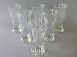 Retro MCM Drinking Glass Set 6 Highball & 6 Snifter Vintage Floral Fern Etch