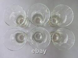 Retro MCM Drinking Glass Set 6 Highball & 6 Snifter Vintage Floral Fern Etch