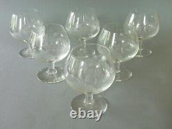 Retro MCM Drinking Glass Set 6 Highball & 6 Snifter Vintage Floral Fern Etch