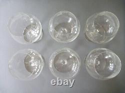 Retro MCM Drinking Glass Set 6 Highball & 6 Snifter Vintage Floral Fern Etch