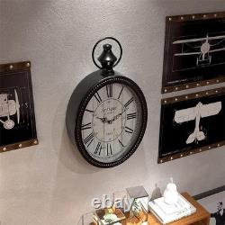 Retro Oval Wall Clock Vintage Silent Battery Kitchen Bedroom Farmhouse Decor