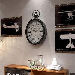 Retro Oval Wall Clock Vintage Silent Battery Kitchen Bedroom Farmhouse Decor