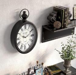 Retro Oval Wall Clock Vintage Silent Battery Kitchen Bedroom Farmhouse Decor