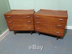 Retro Pair Of Teak Stag Bedside Cabinets Vintage Pot Cupboards MID Century